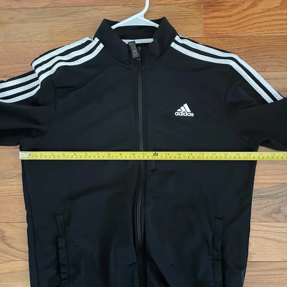 Adidas Mens Medium Warm Up 3 Stripes Track Jacket Black White Sporty